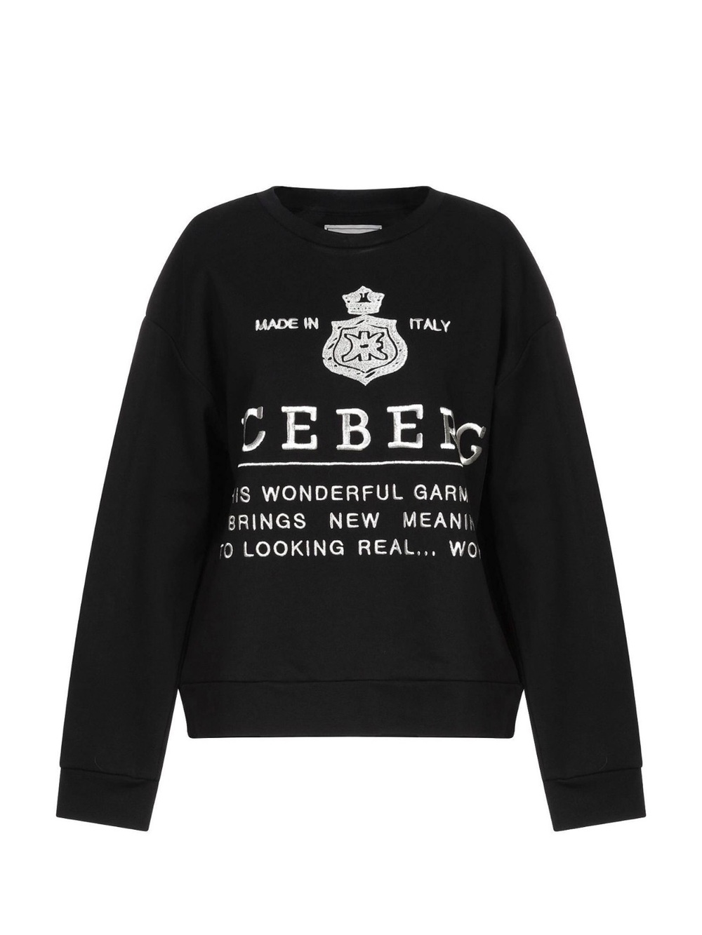 Iceberg Black Crewneck Sweatshirt with White Logo Print